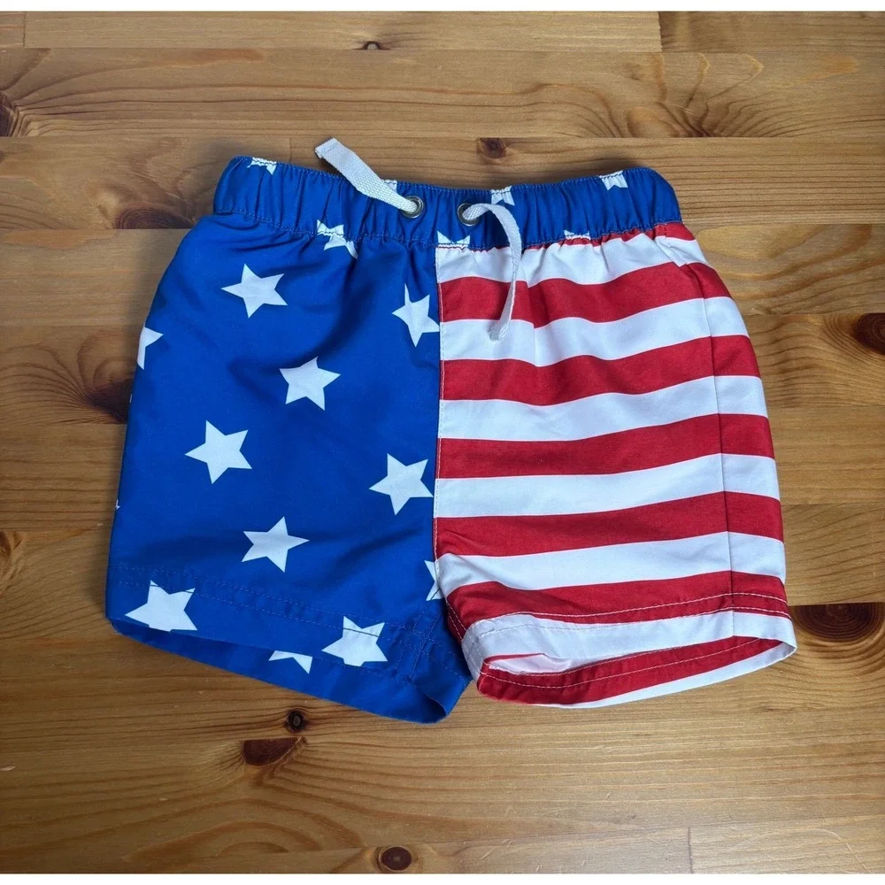 Toddler Hanna Andersson Stars & Stripes Swim Trunks Size 12-18 Months